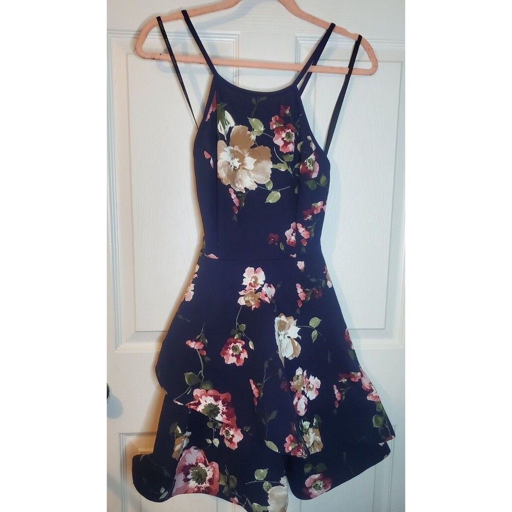 Papaya Dress Medium Strappy Cute Floral Blue Formal